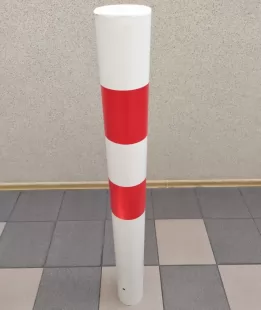 Słupek parkingowy blokujący U-12c | metalowy, 120(80) cm, do wkopania, drogowy, biało-czerwony